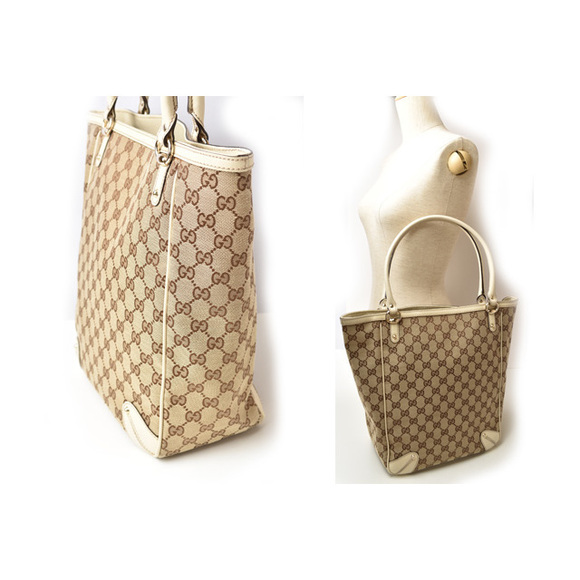 GUCCI Tote Bag Canvas Brown - Picture 2 of 12